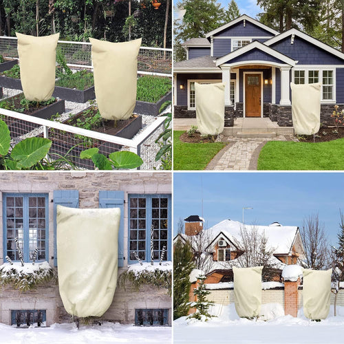 Plant Covers Freeze Protection Large Reusable Plant Frost Cloth Blanket Tree Cover with Zipper Drawstring for Winter Garden Outdoor Plants